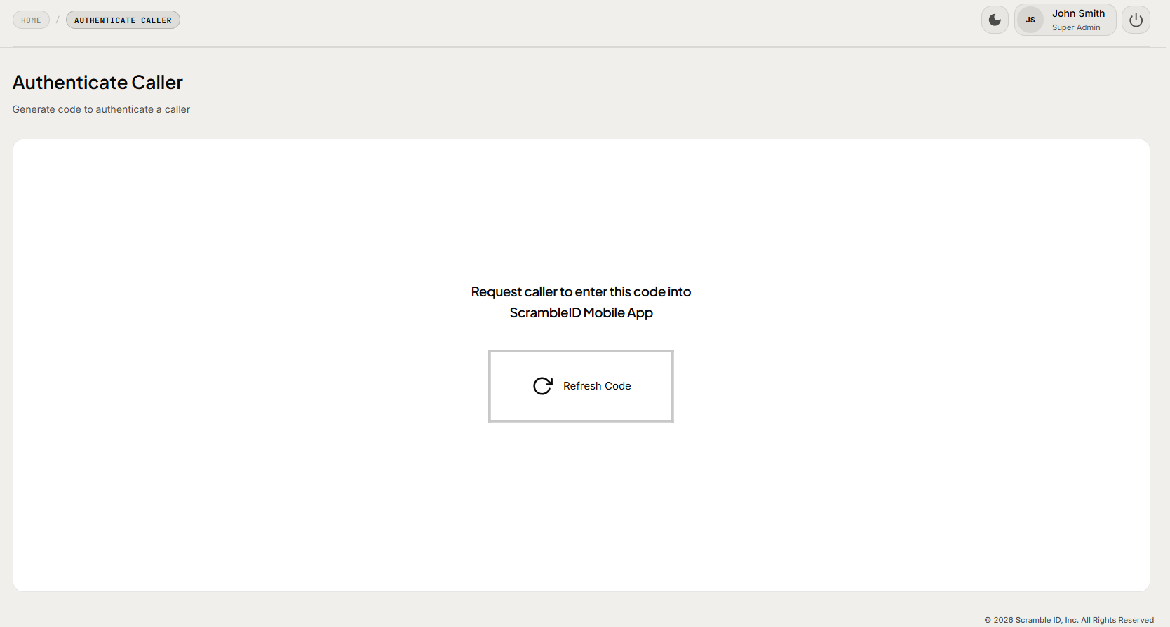 Admin Console: Authenticate Caller (2)