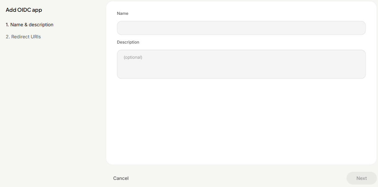 Admin Console: Adding OIDC Applications