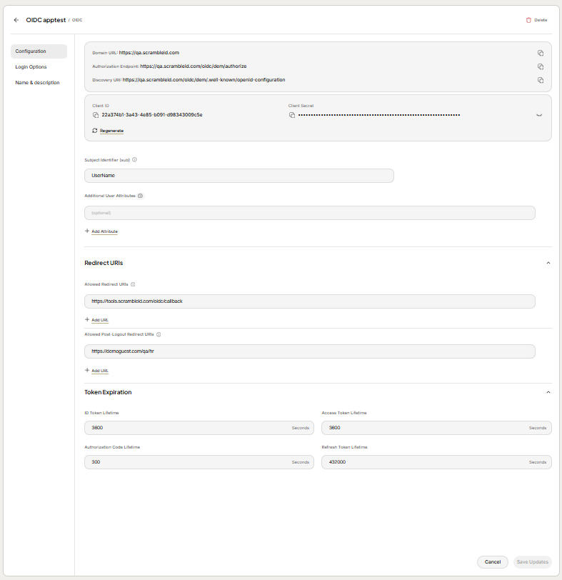 Admin Console: Adding OIDC Applications (3)