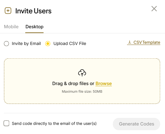 Admin Console: Bulk Generate Invitations (CSV)