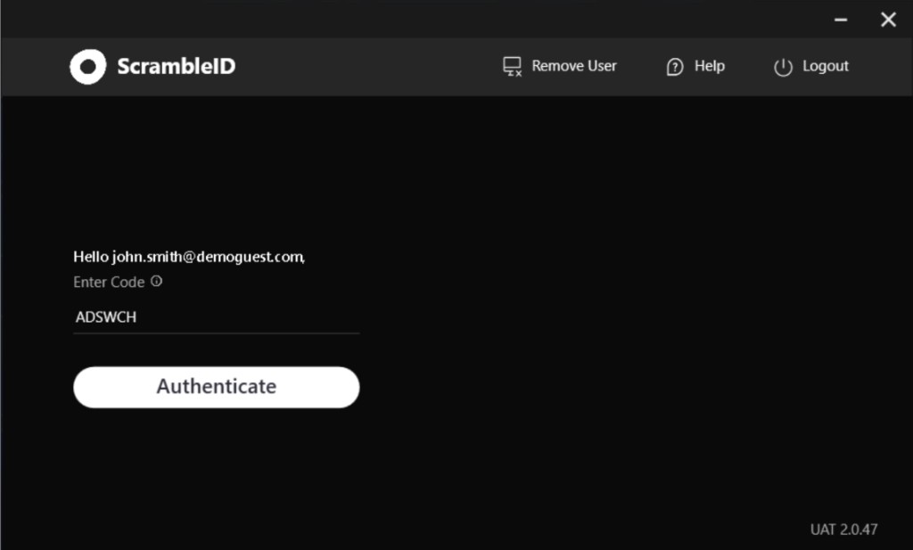 Desktop App: Log In Using Type Code (2)