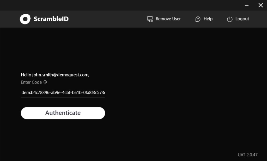 Desktop App: Paste code and authenticate