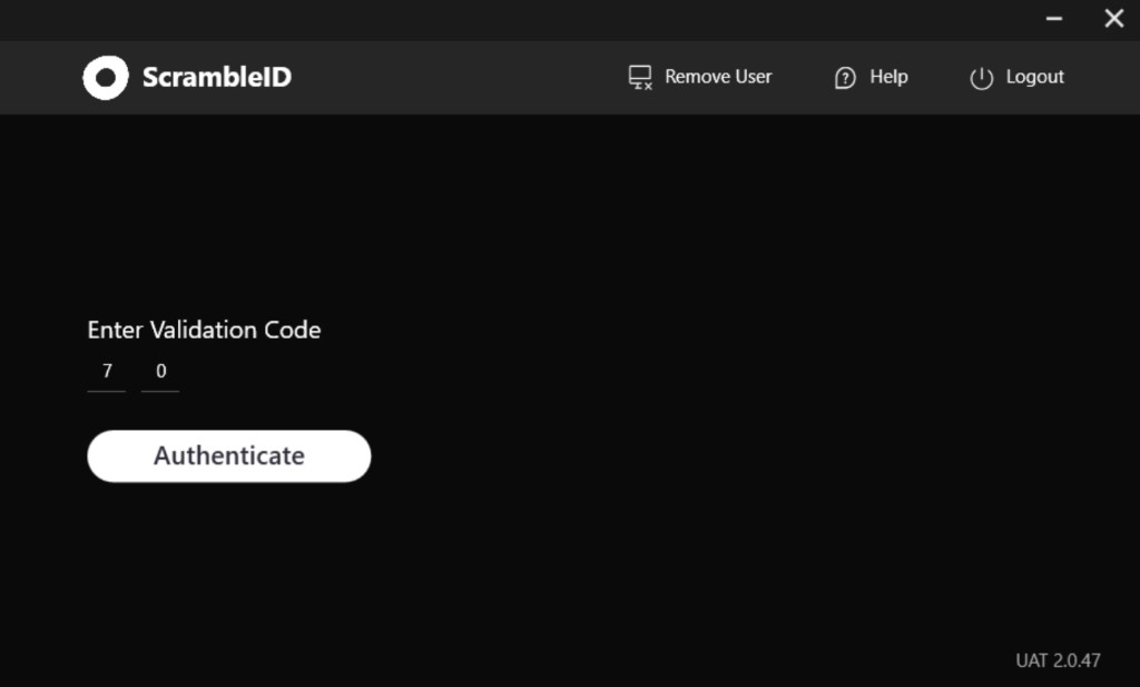 Desktop App: Enter validation code