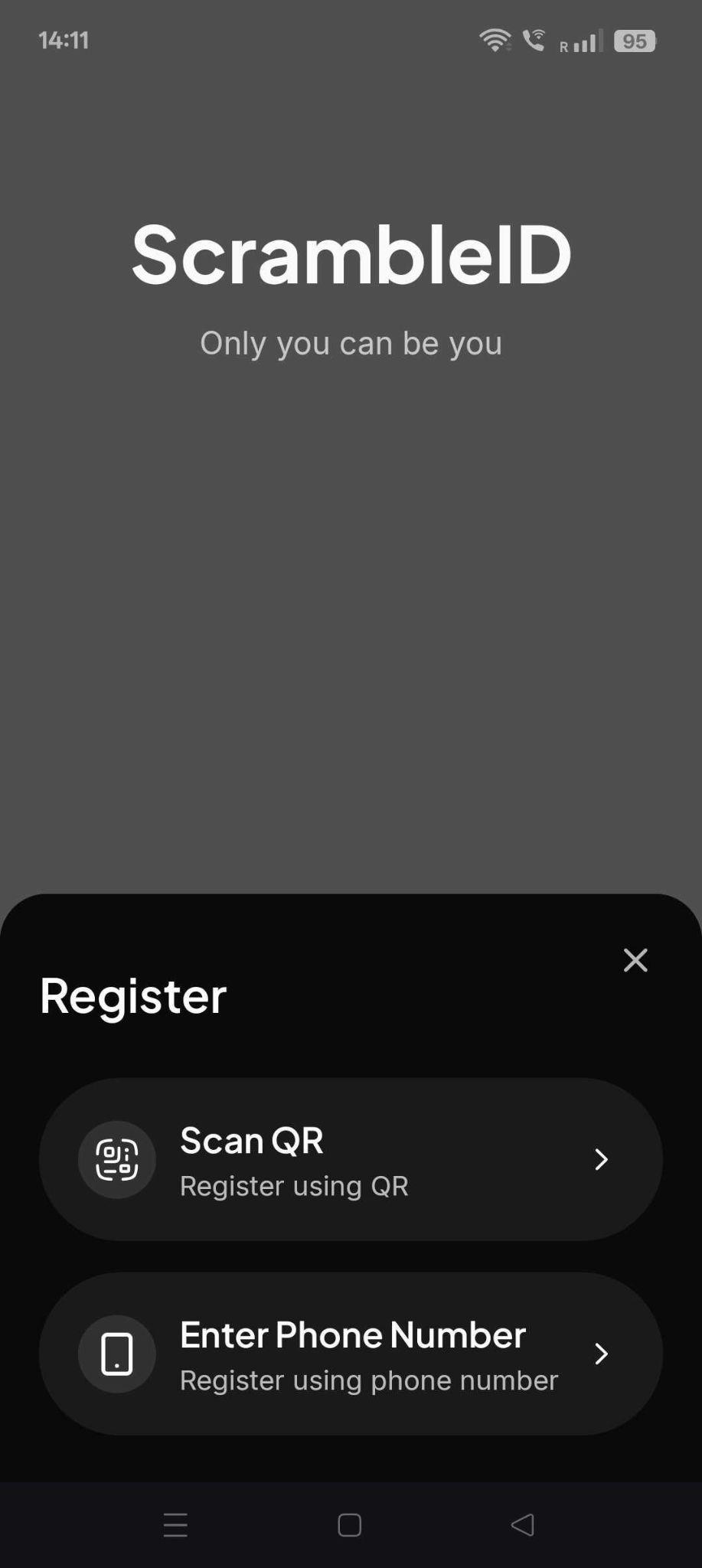 Mobile App: Register as a new user
