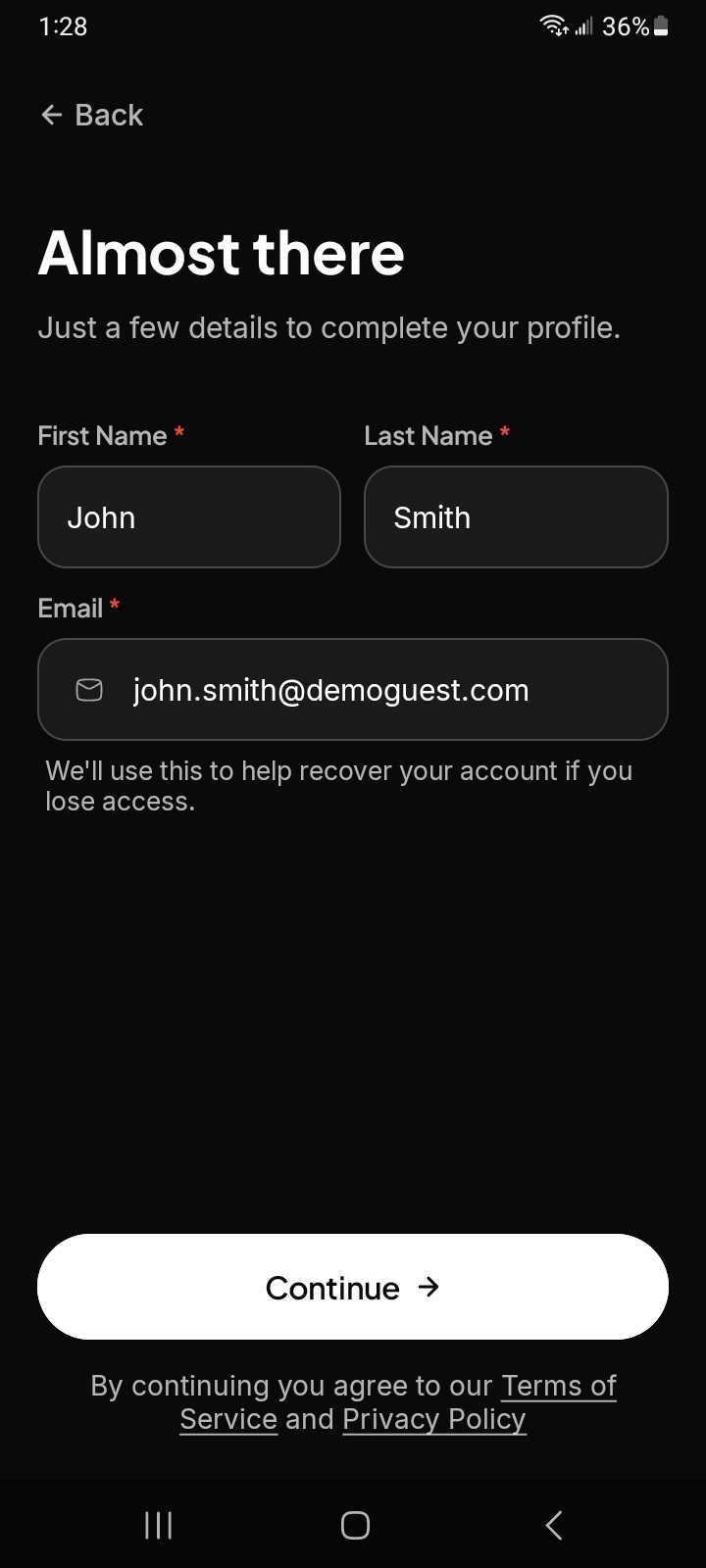 Mobile App: Register as a new user (4)