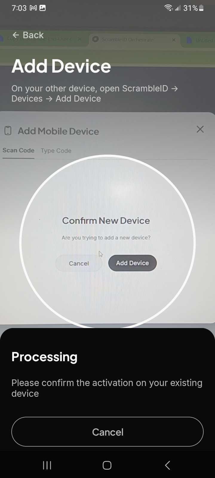 Mobile App: Adding a new device using the self-service portal (8)