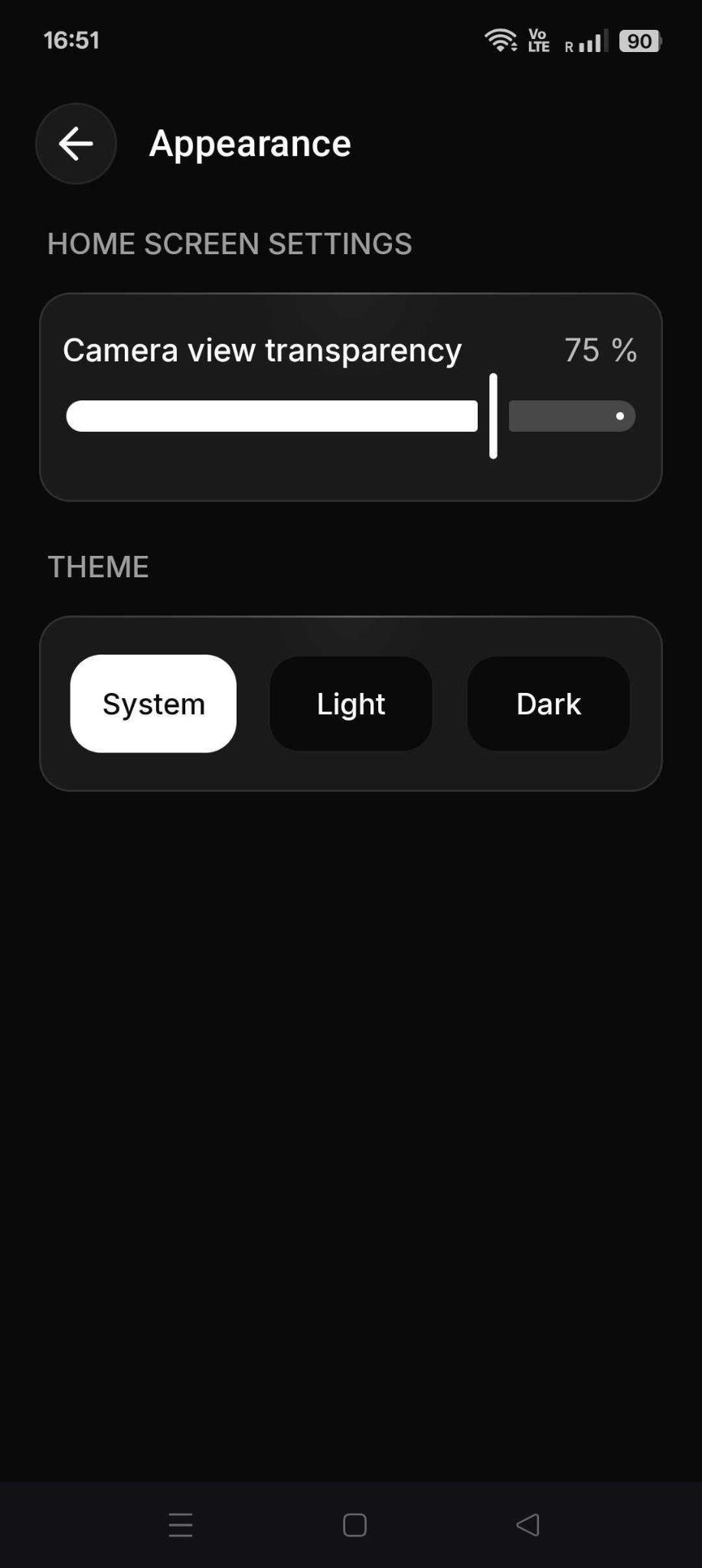 Mobile App: Profile > Settings > Appearance