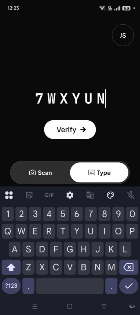 Mobile App: Confirm login