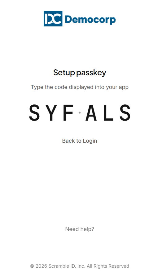 Mobile App: Setup passkey login page