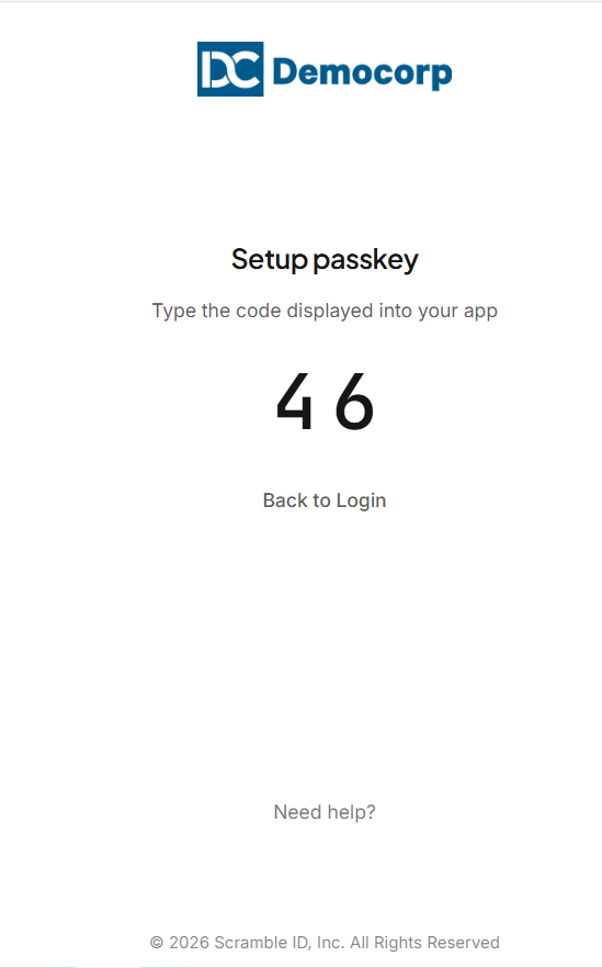 Mobile App: Setup passkey validation code