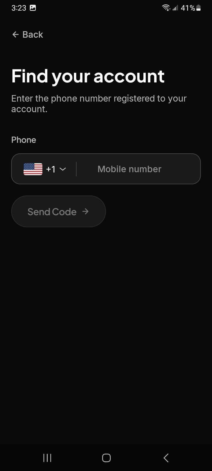 Mobile App: Existing user options (2)