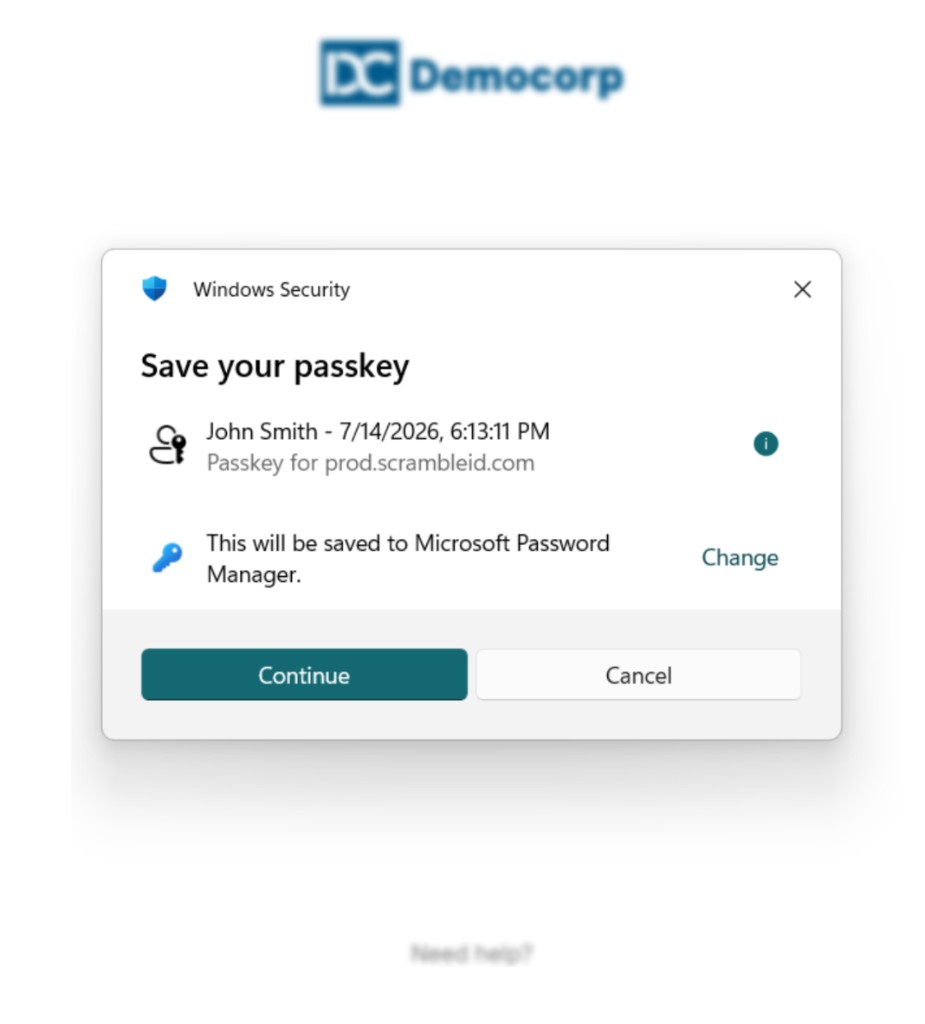 Mobile App: Setting up Passkey on Windows OS (12)