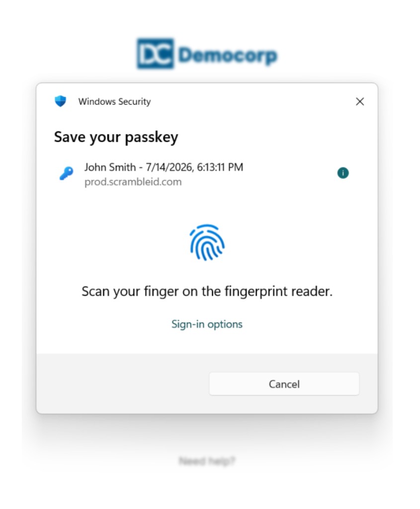 Mobile App: Setting up Passkey on Windows OS (13)