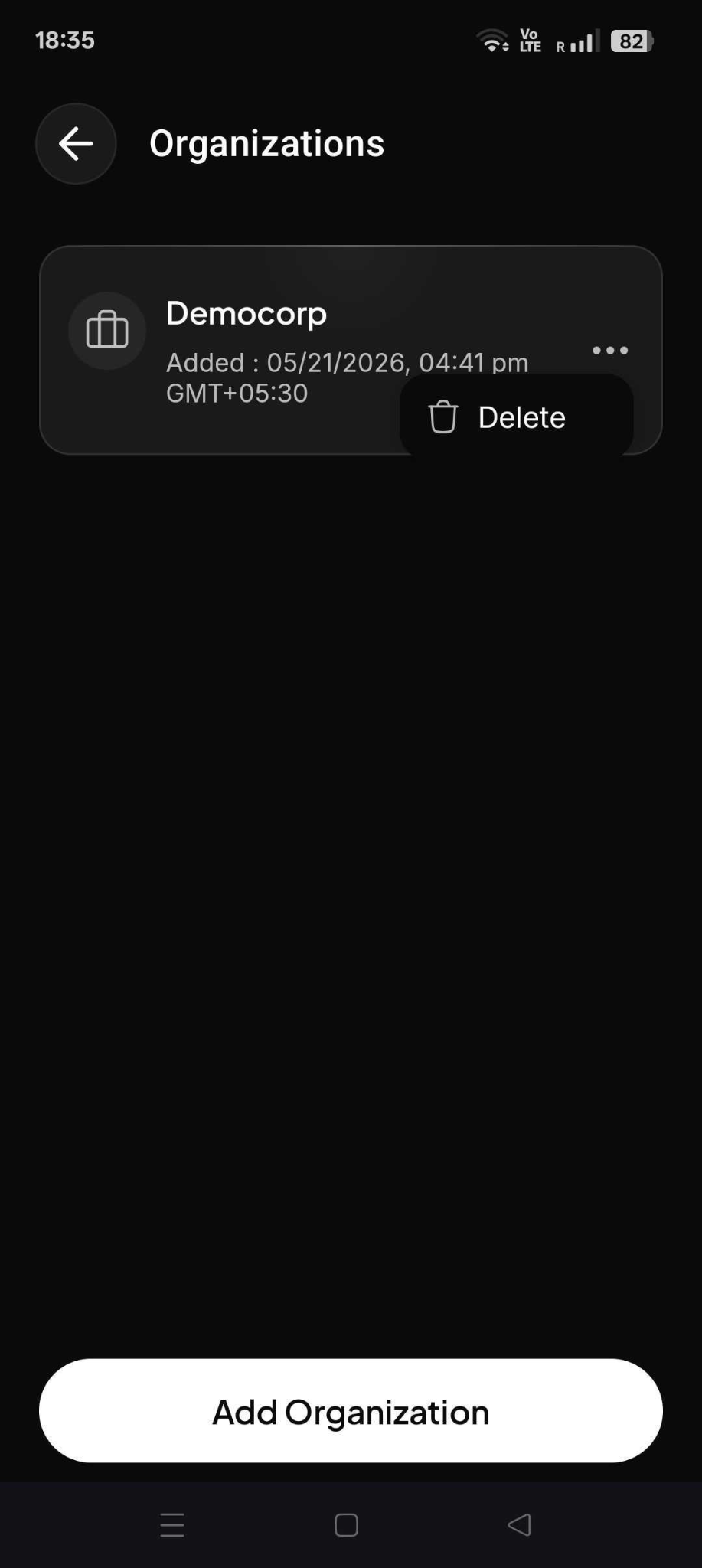 Mobile App: Profile > Organizations