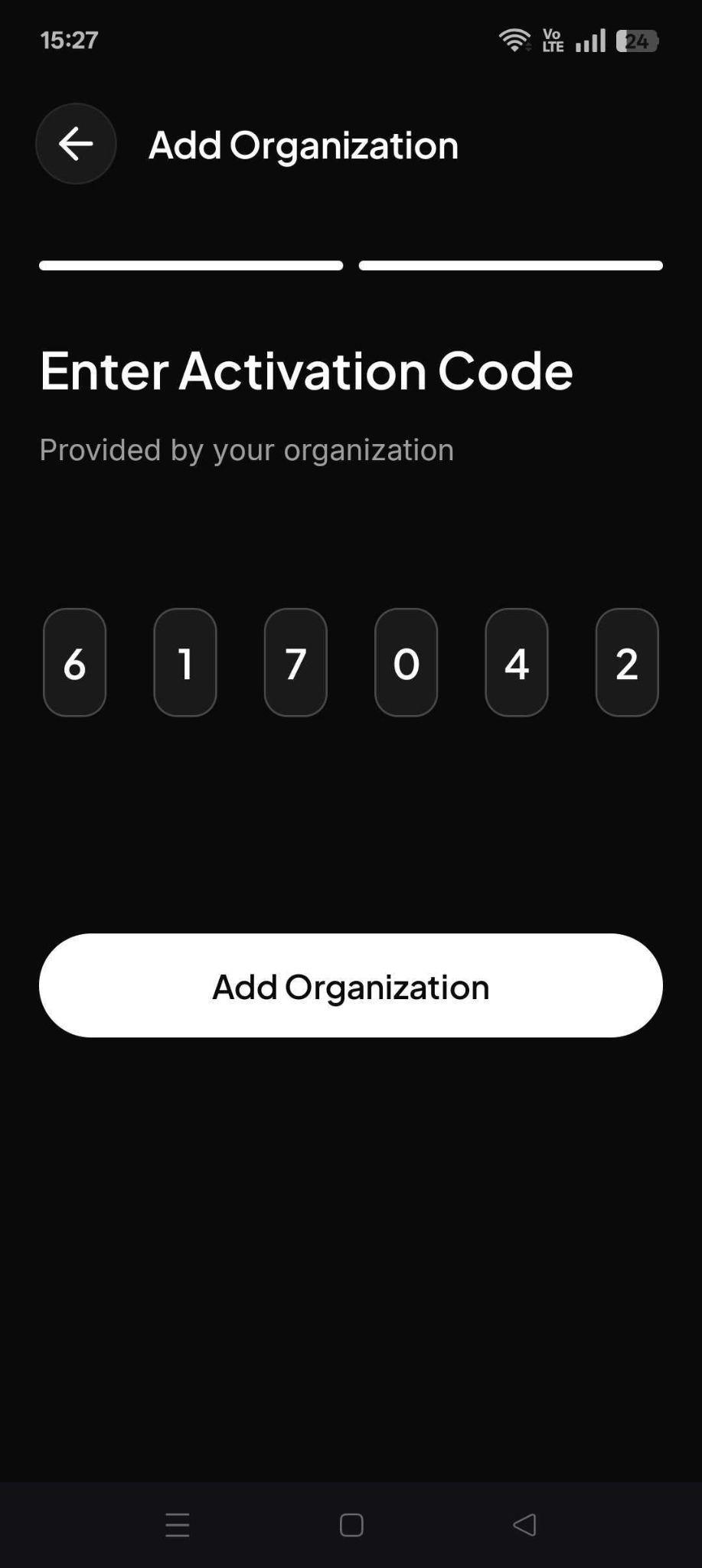 Mobile App: Add an organization