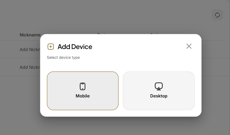Mobile App: Adding a new device using the self-service portal (2)