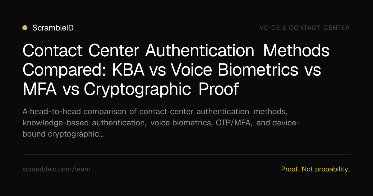 Contact Center Authentication Methods Compared: KBA vs Voice Biometrics ...